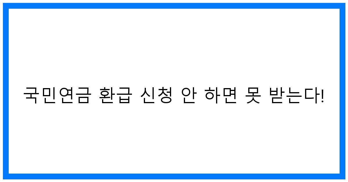 thumbnail 국민연금 환급 신청 안 하면 못 받는다